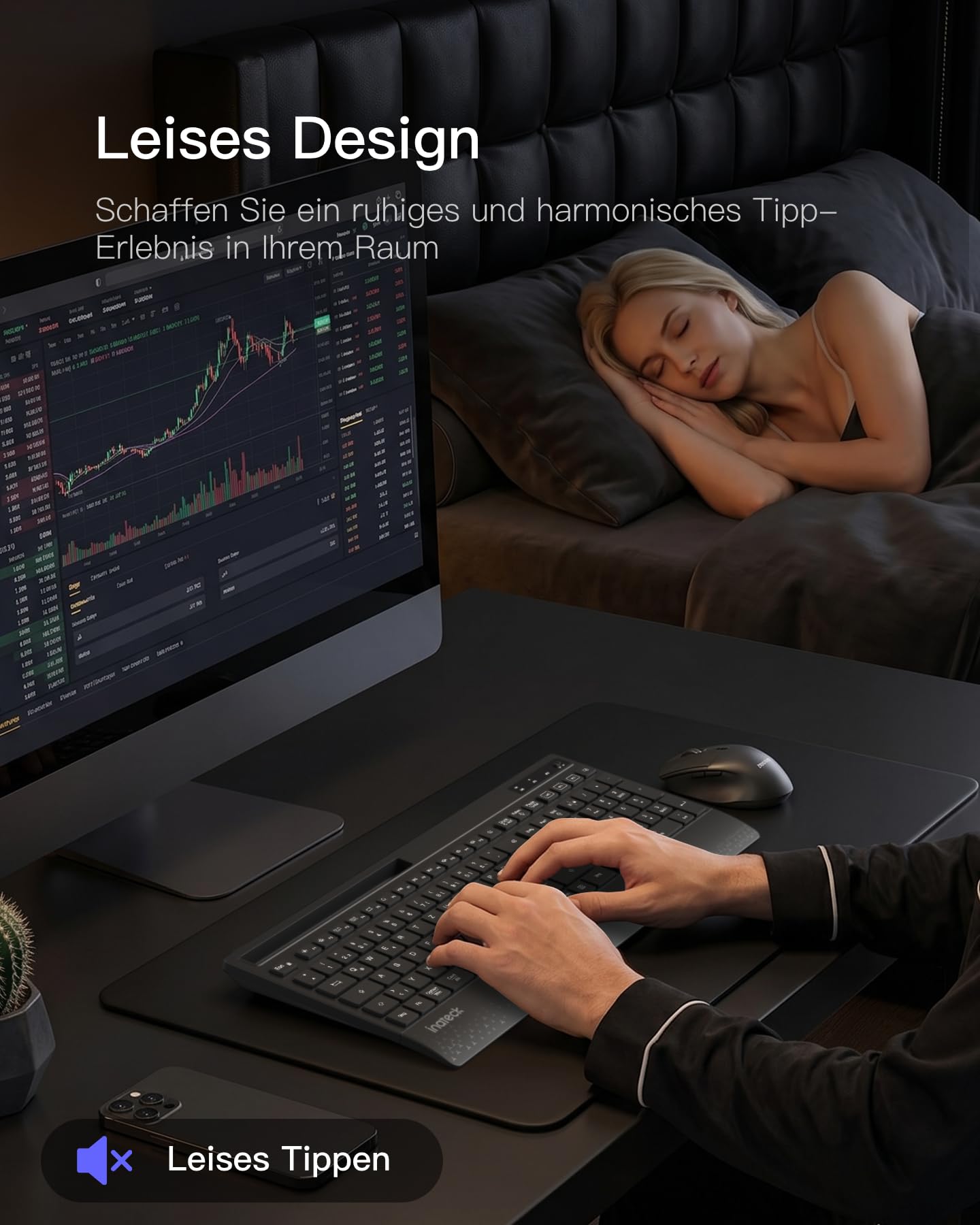 Inateck Ergonomisches Tastatur Kabellos,Funktastatur QWERTZ in voller Größe