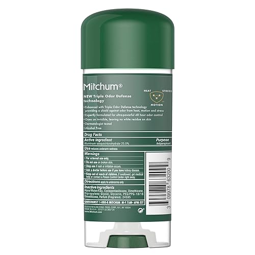 Miniatura 4 de Desodorante Mitchum Avanzado antitranspirante en gel para hombres sin perfume. Barra de 3.4 onzas