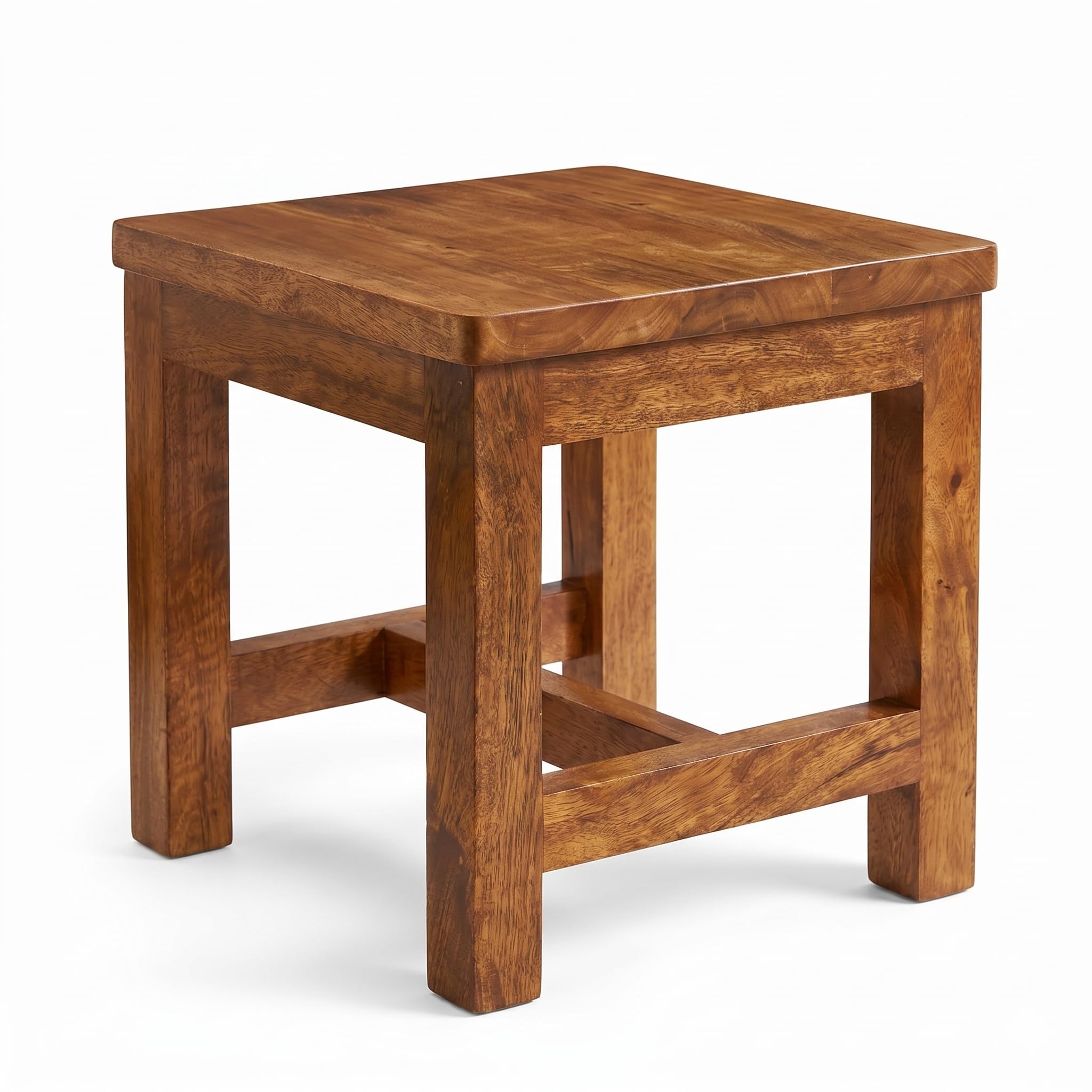Wooden Stool for Sitting, 11.5 in Solid Wood Chair Footrest Crafted Hand-Painted Stool for Living Room Bedroom Playroom Furniture Step Stool for Adult Toddler Children Square Corner-picture-10