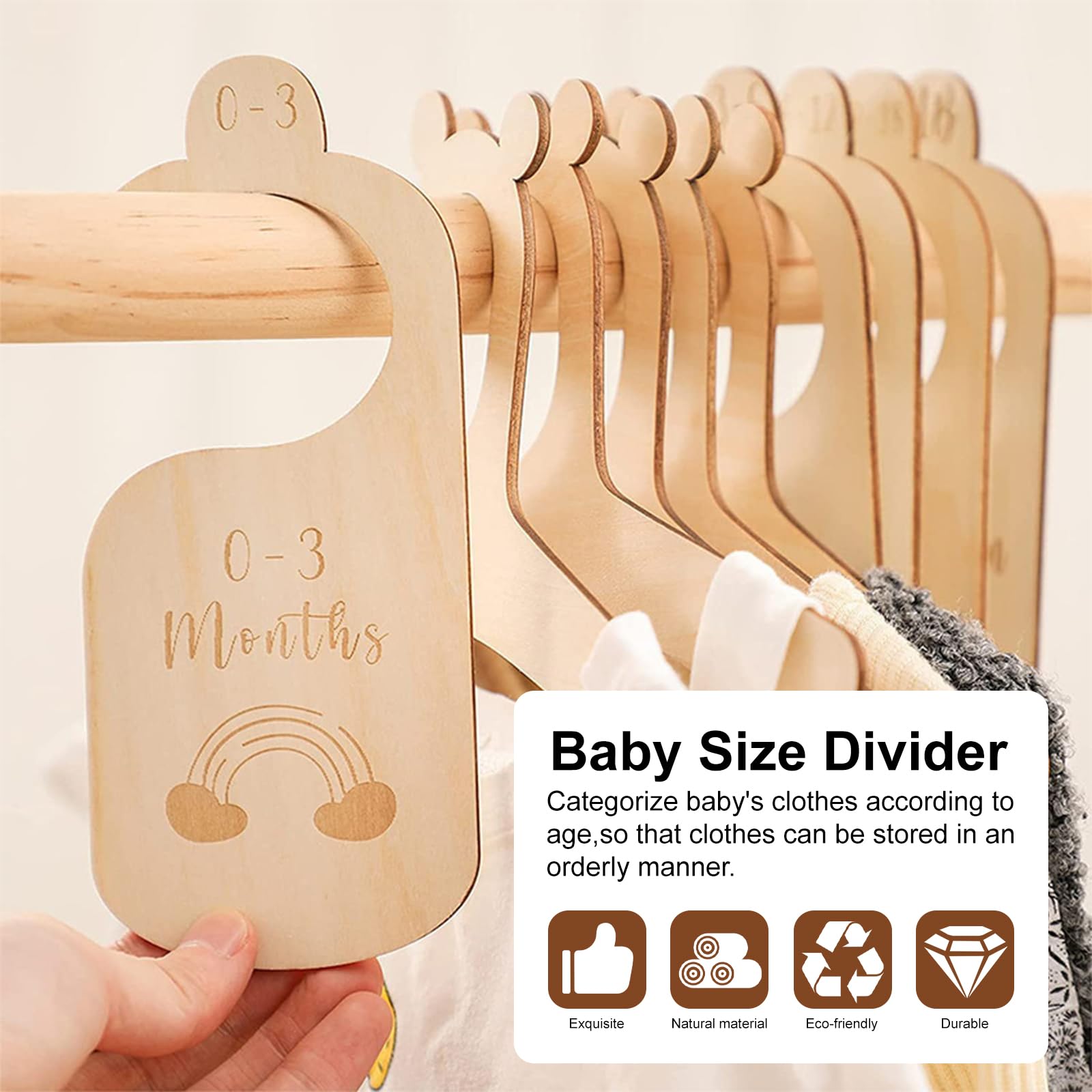 7 PCS Baby Wardrobe Dividers, Cartoon Baby Clothes Storage, Wood Safe Wardrobe S