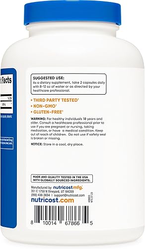 Miniatura 4 de Nutricost Monolaurina 1000 mg (120 porciones, 240 cápsulas) - Sin gluten, sin OMG, vegano