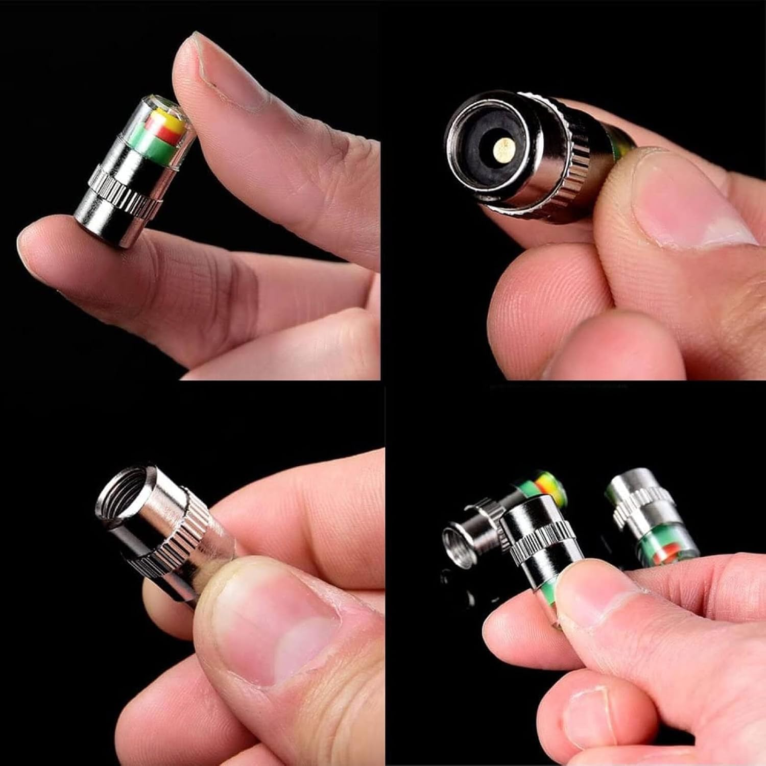 12pcs Tire Pressure Caps, Easy to Read 3 Color Car Tire Pressure Monitor Valve Stem Caps for Motorcycle Bike Motorbike Truck SUV, 36 PSI