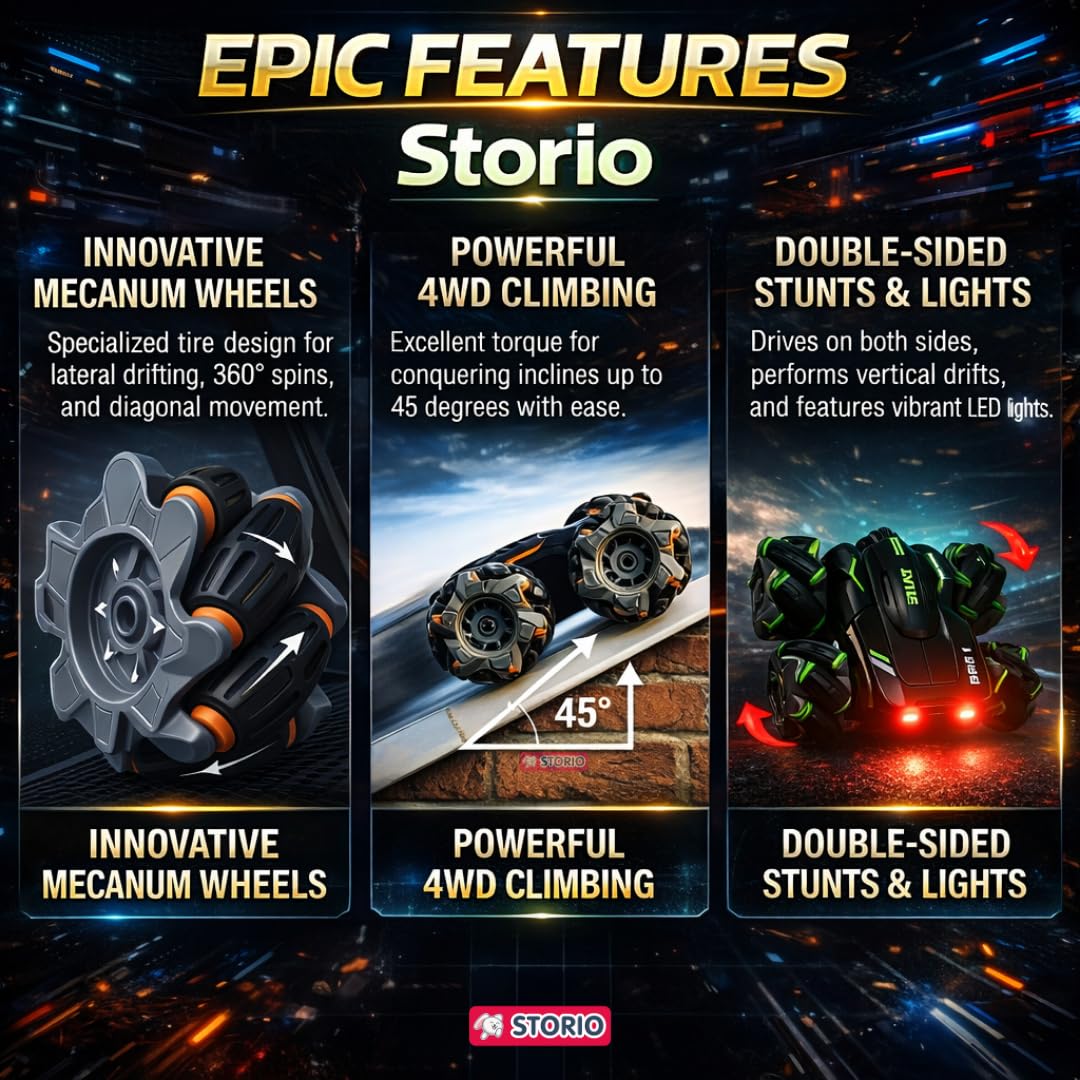 Storio RC Stunt Car - 4x4 Drift Car for Kids -2