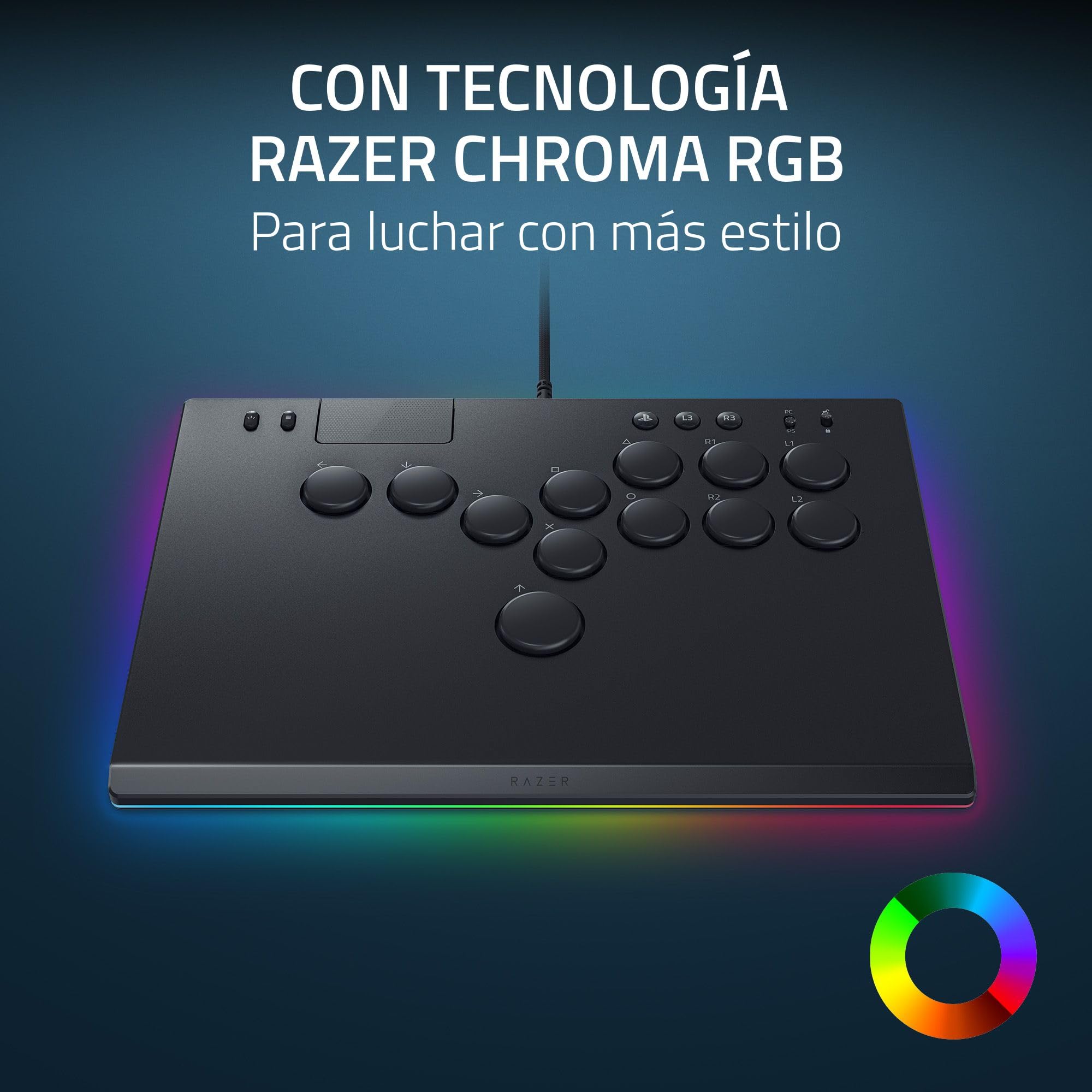 Razer Kitsune - Mando Arcade óptico multibotón para PS5 y PC (Disposición precisa de los botones de movimiento cuádruple, Switches ópticos de perfil bajo lineales Razer) Negro