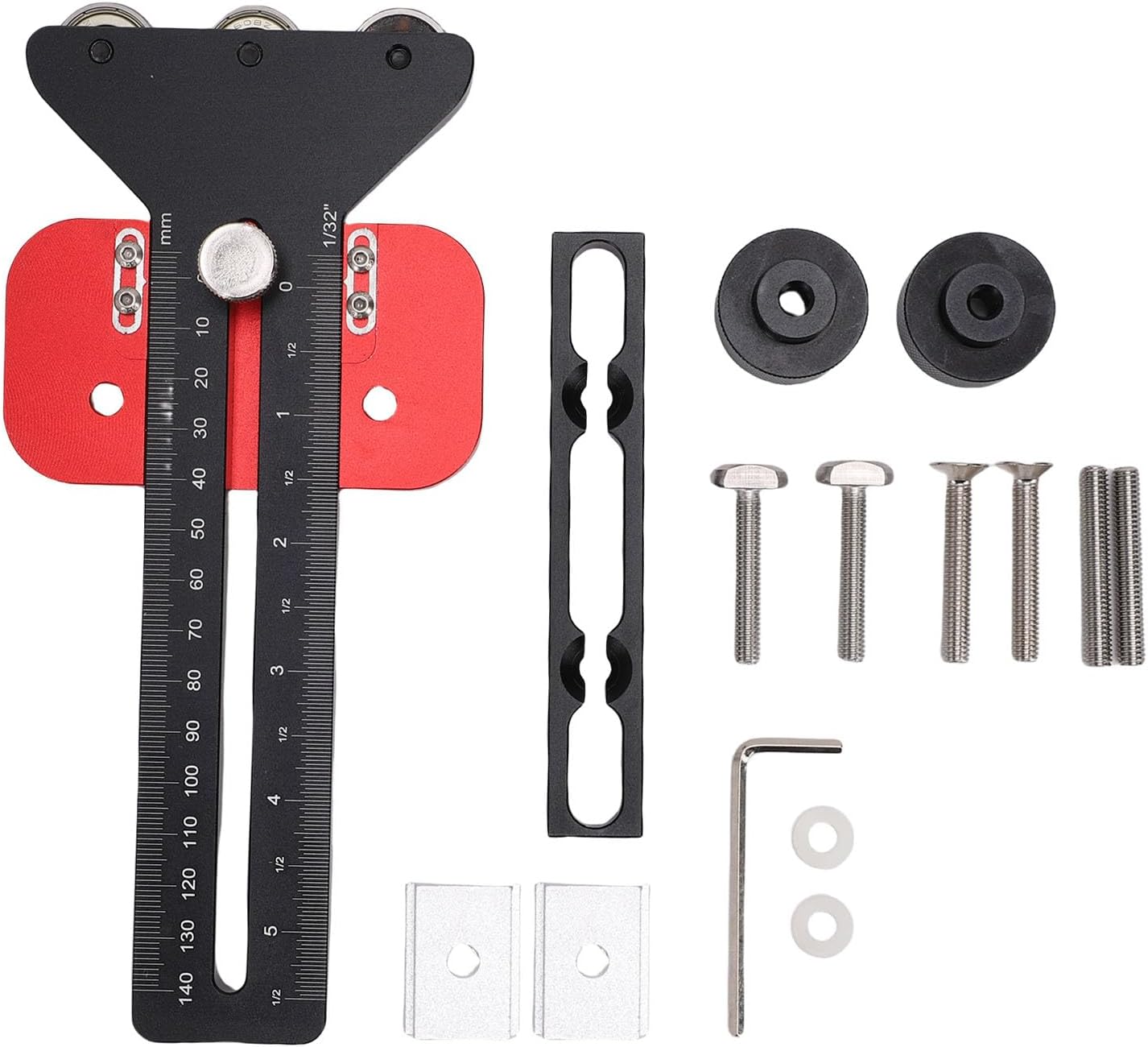 GOTOTOP Table Saw Thin Jig,Thin Table Saw Jig 3 Pulleys TableFence Rail for 3/8x3/4in U Slot 1/4x3/8in T Slot Imperial Metric Scales Aluminum Alloy