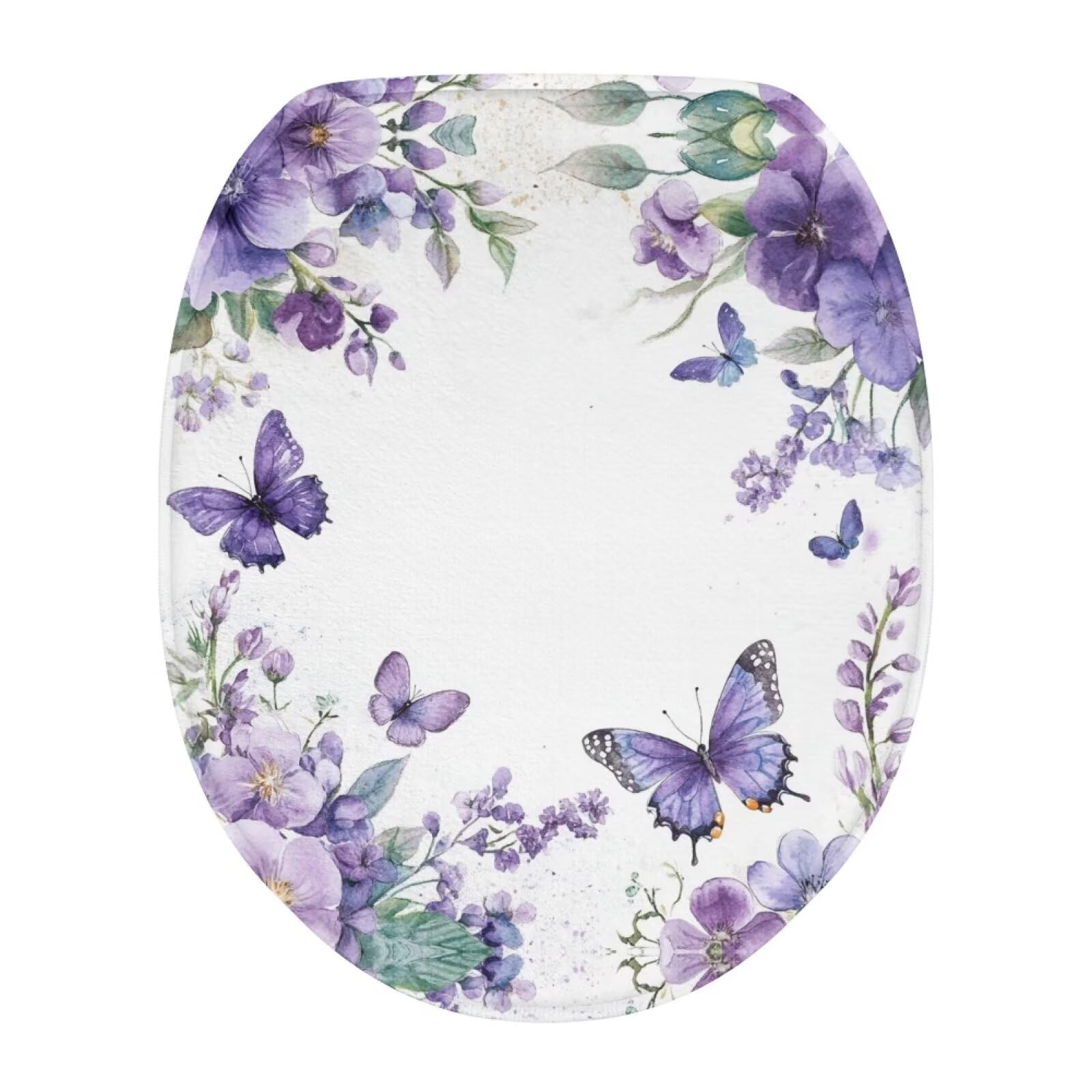 Cugasmaru Elongated Toilet Lid Cover Butterfly Purple Toilet Lid Covers for Bathroom 17 X 14 inches Standard Fits Most Round Elongated and Oblong Lids Accessories Decor