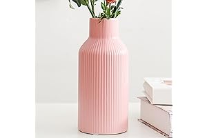 Blush Pink Ceramic Vase, Small Pampas Grass Decorative Flower Holder for Table...