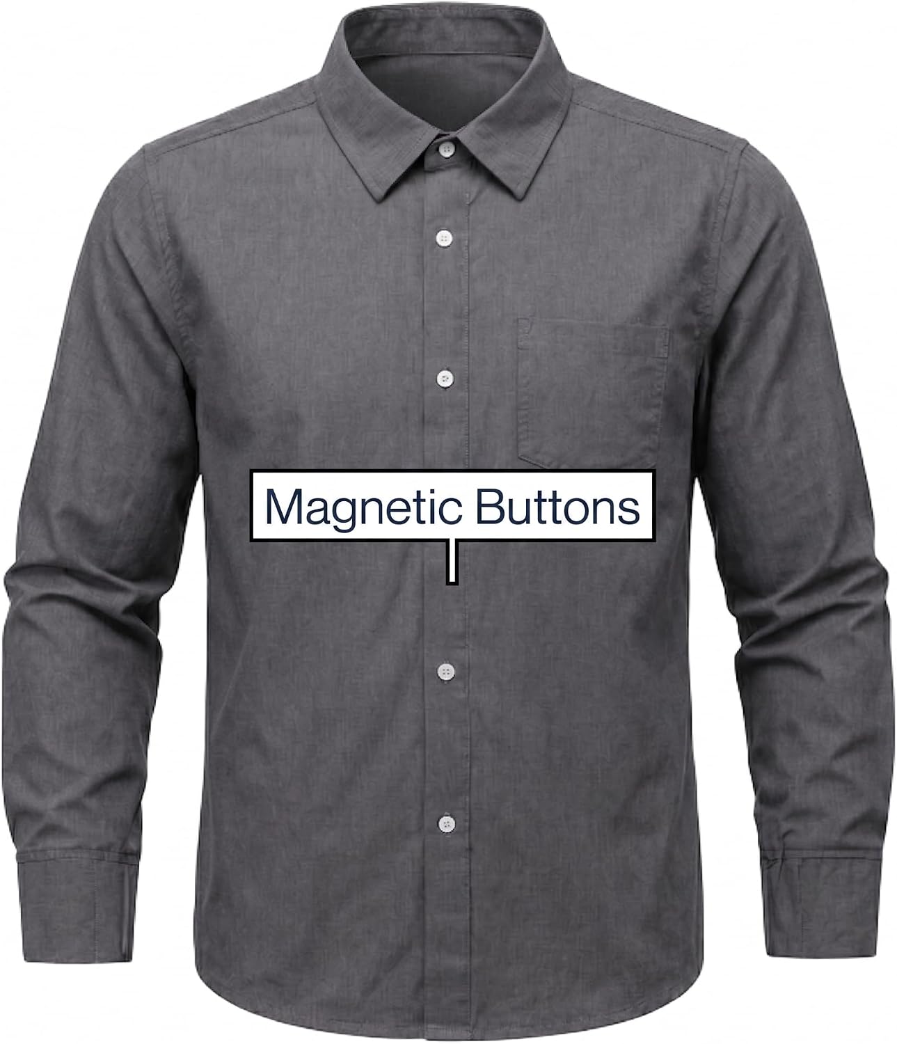 Joe & Bella Magnetic Button Shirt for Men, Adaptive Clothing for Men - Magnetic Dress Shirts - Tailored Fit, Stretch Cuffs
