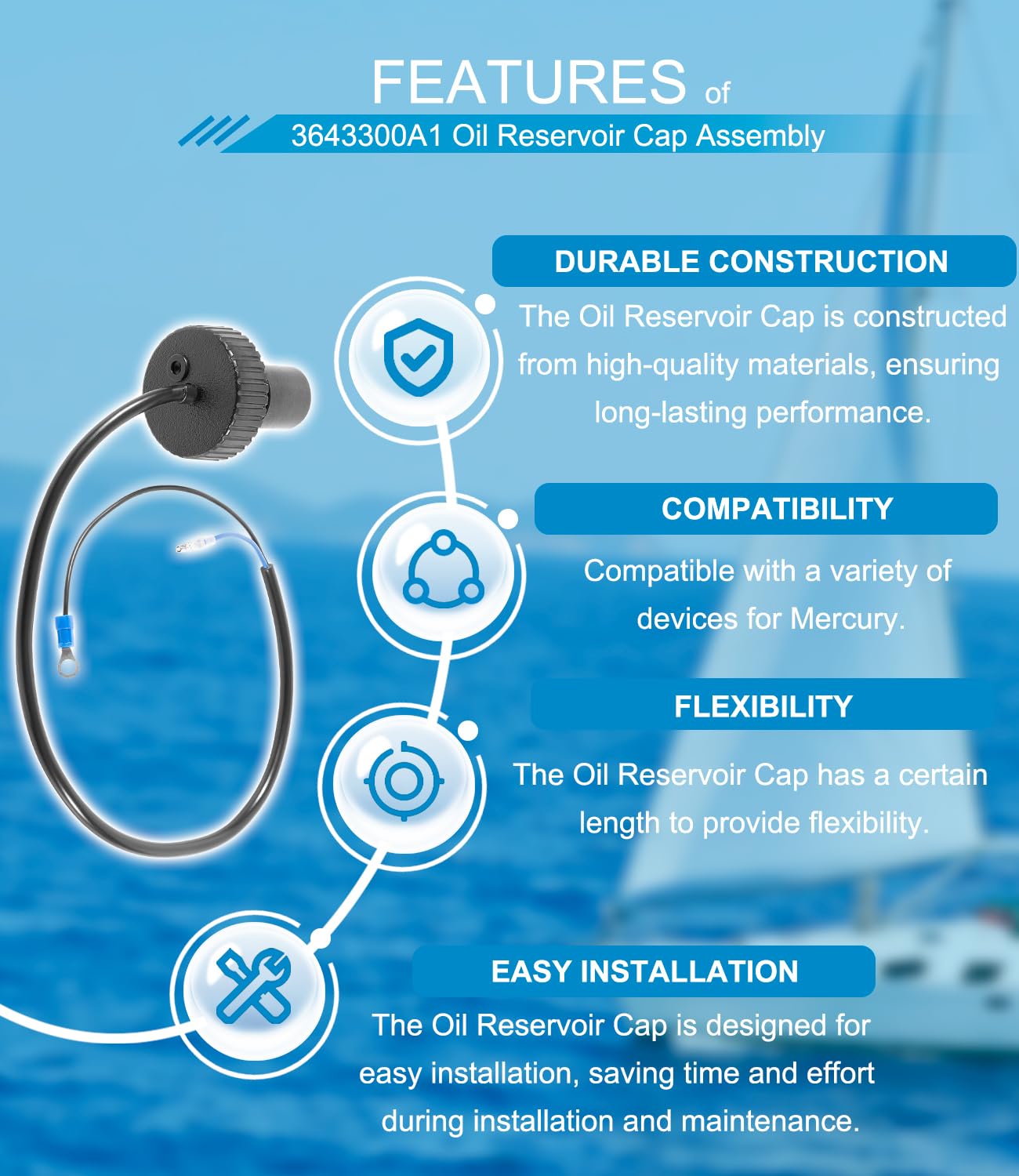 Bouchon De Réservoir D'huile 36-43300A9 43300A1, Pour Mercury Quicksilver 105, 135, 140, 150