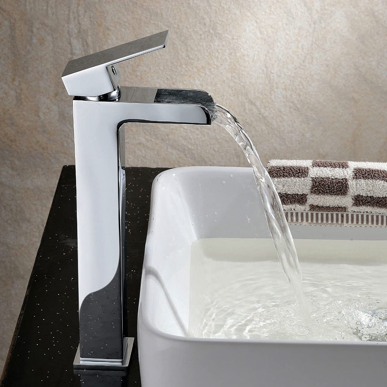 Nes Home Ozone Tall Waterfall Basin Deck Mounted Mono Mixer