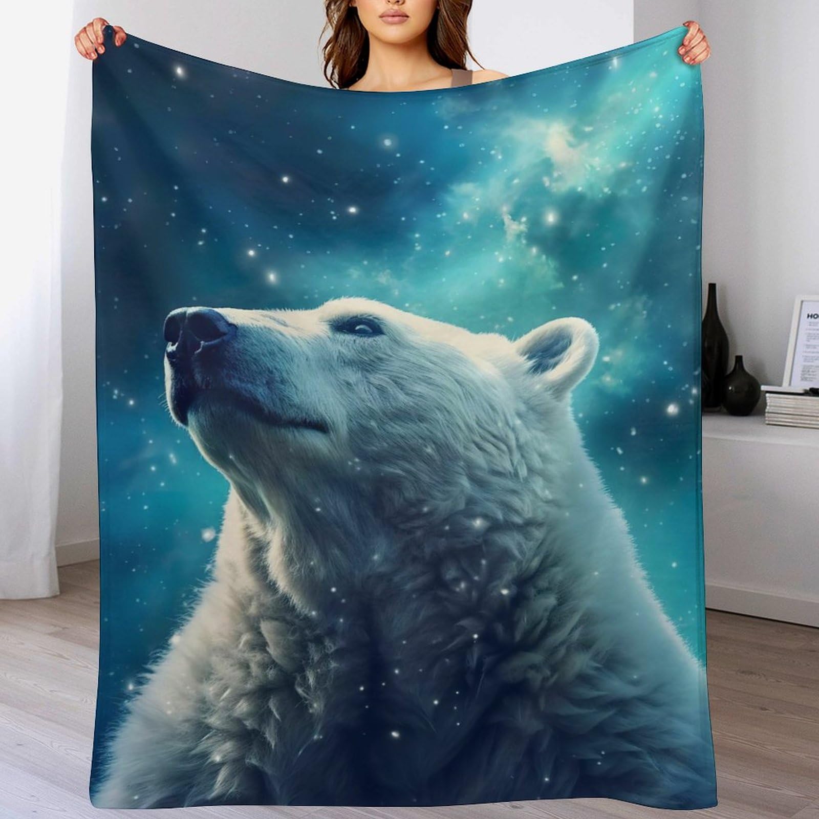 Couverture en polar ours 3D 140x180 cm plaid en polaire flannel lit et canapé
