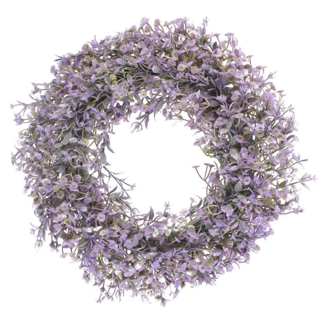 Couronne de lavande artificielle et gypsophile pour decoration de porte d'entree