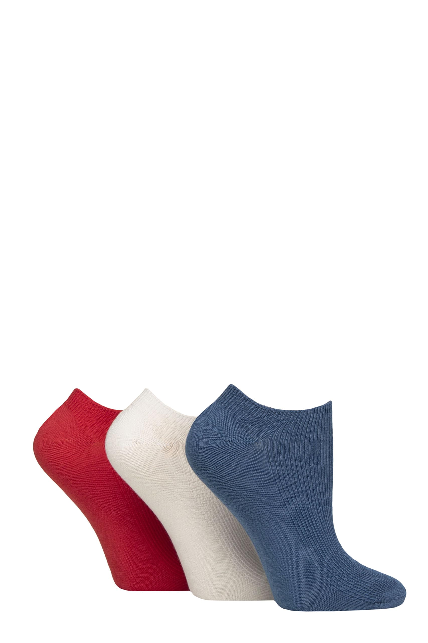 Sockshop Women's Nautical Ribbed Striped, Plain And Mesh Bamboo Trainer Socks Pack Of 3 (Uk, Numeric, 4, 8, Regular, Regular, )