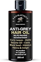 Aromatique Anti Grey Hair Oil | Herbal Blend with Coconut, Black Seed, Castor, Argan, Apricot, Almond, Grapeseed, Jojoba, Sesame, Henna, Indigo, Amla, Methi, Curry Leaves & Hibiscus | Nourishing Natural Hair Oil for Men & Women | 200ml