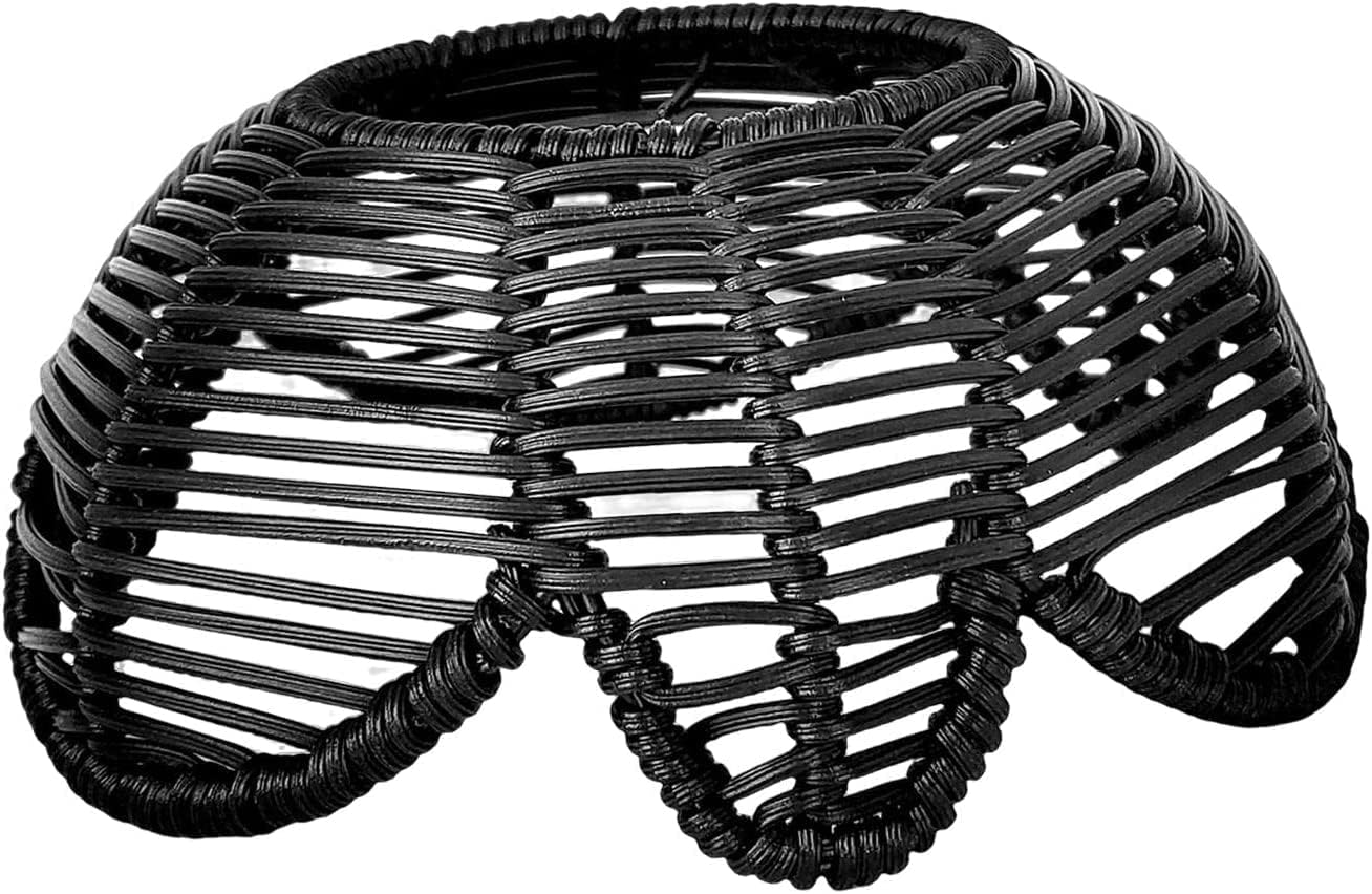 Woven Pendant Light Shade, Rattan Lamp Shade Creative Light Cover Chandelier Shade Paper Woven Vintage Floor Lampshades for Hallway Entryway Porch (Black)