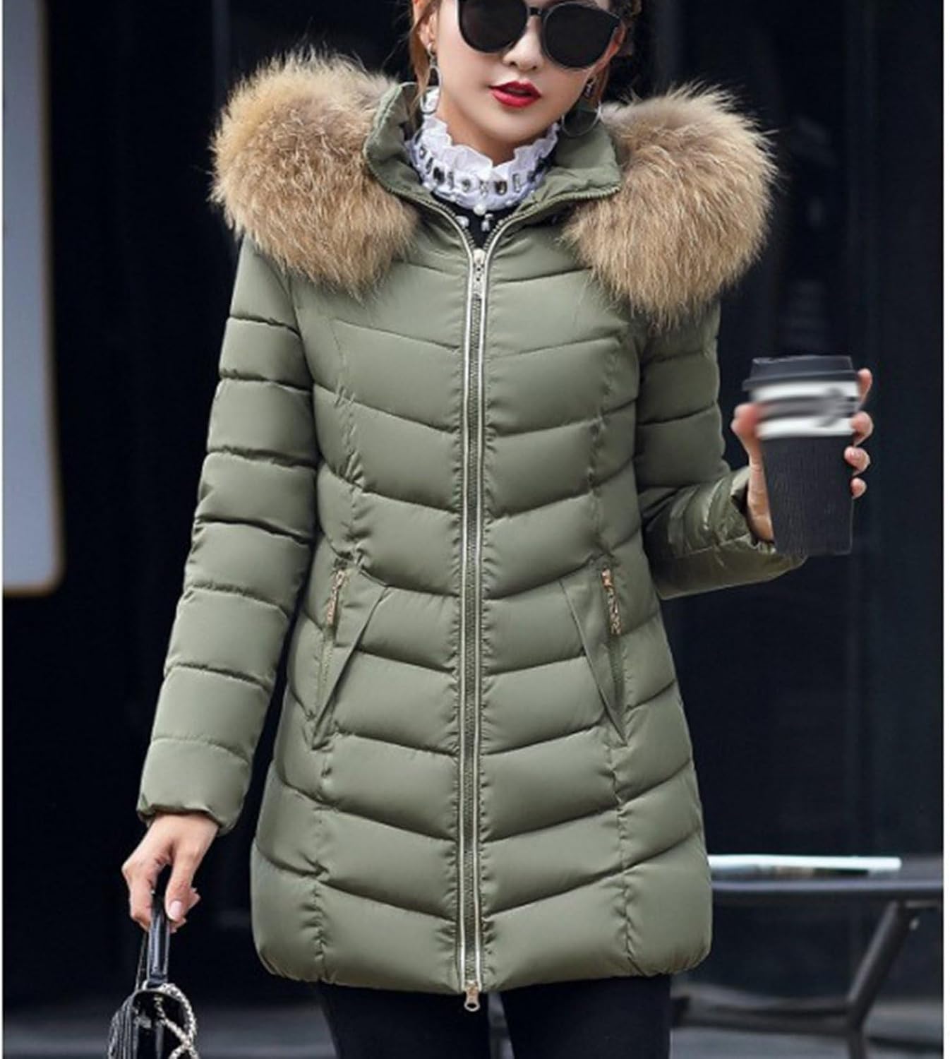 ファーフード付きコート 保温設計 防寒コート