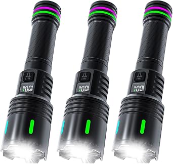 3Pcs Led Flahlight Rechargeable, 18650 No Battery Flashlight Zoomable Super Bright Waterproof Handheld Flashlight for Outdoor, Indoor, Emergency, Camping Battery Not Included