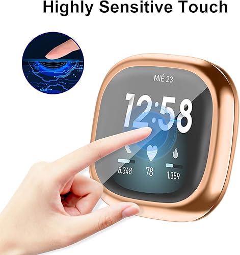 Vista 14 de Paquete de 6 fundas protectoras de pantalla compatibles con Fitbit Sense/Fitbit Versa 3, TPU suave alrededor completo para reloj inteligente Fitbit