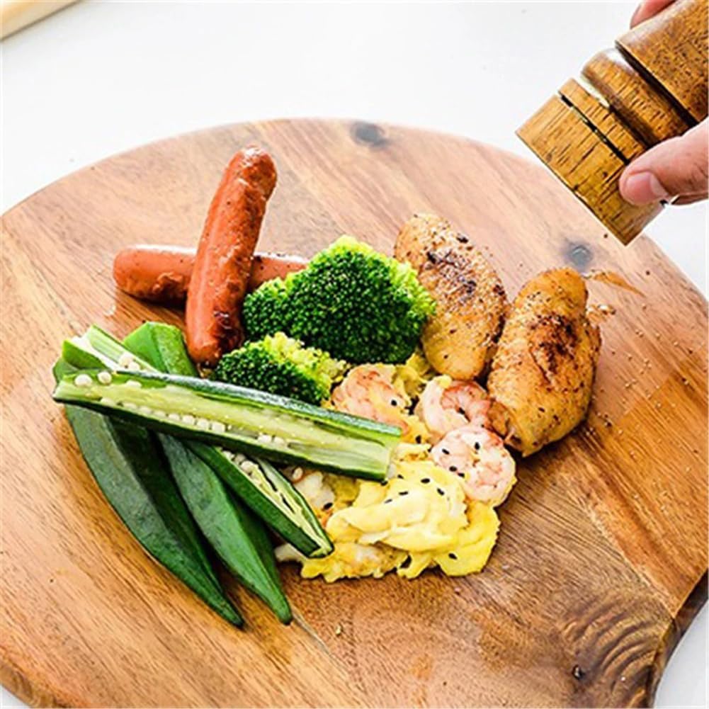 Queenbox 11in Round Wood Pizza Peel, Cutting Serving Board Cheese Spatula Paddle with Handle for Kitchen Baking Cake Bread Food Vegetable Meat