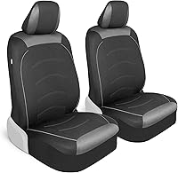MotorTrend Black Cloth Front Seat Covers - Premium Protection for Cars Trucks SUVs, Universal Fit Bucket Seats with Removable Headrests