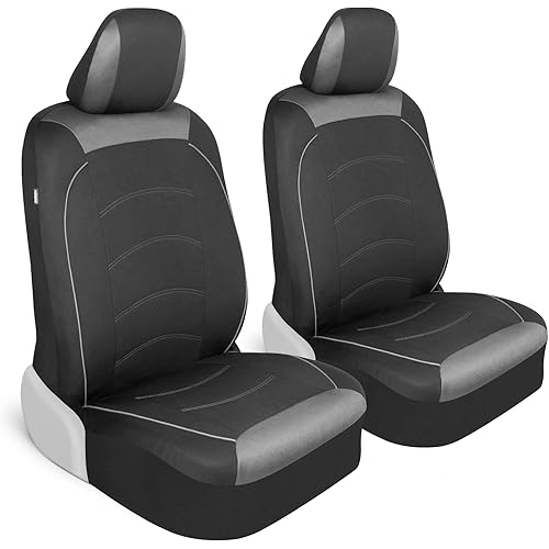 Motor Trend Black Cloth Car Seat Covers for Front Seats – Premium Automotive Bucket Seat Covers, Made for Vehicles with Removable Headrests, Interior Covers for Car Truck Van SUV Seat Protector