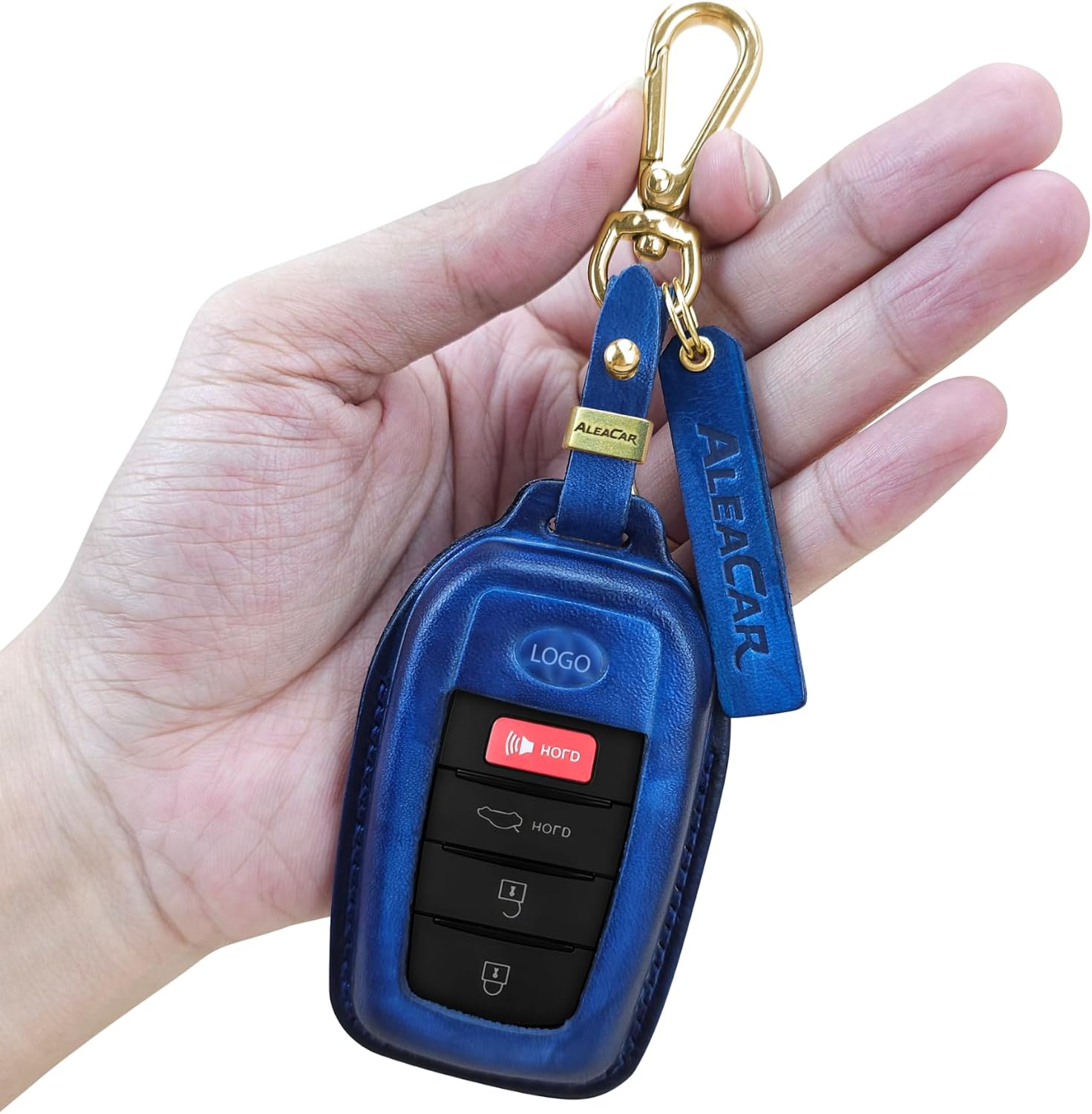 Premium Leather Key Fob Cover with Keychain, Accessories for Toyota, Protector and Fits Camry 2025, Tundra 2022-2025, Tacoma, Sequoia, Sienna, 2024 RAV4, Highlander, Corolla Cross (Black)