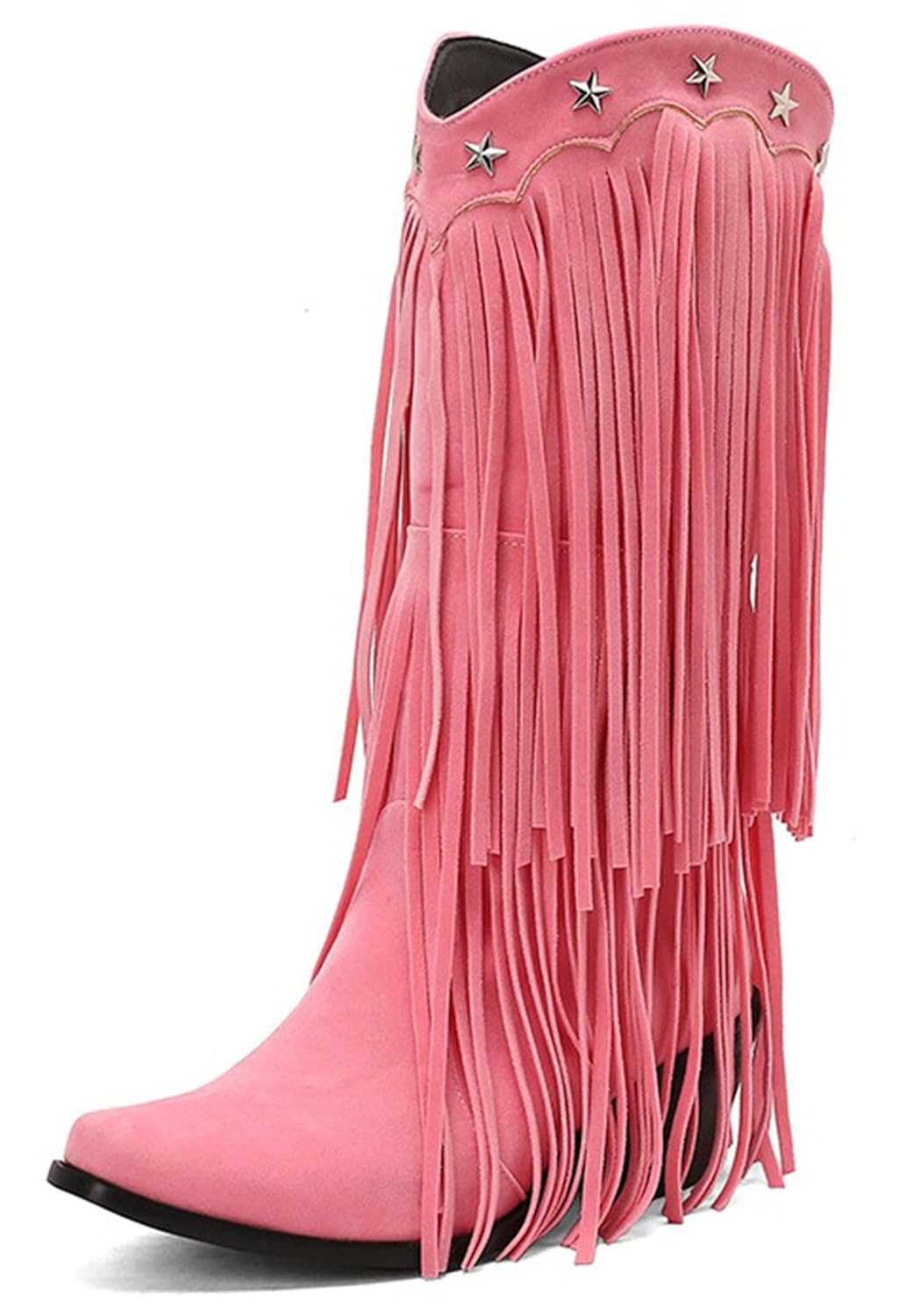 Fringe Boots Women Western Mid Calf Cowboy Cowgirl Booties