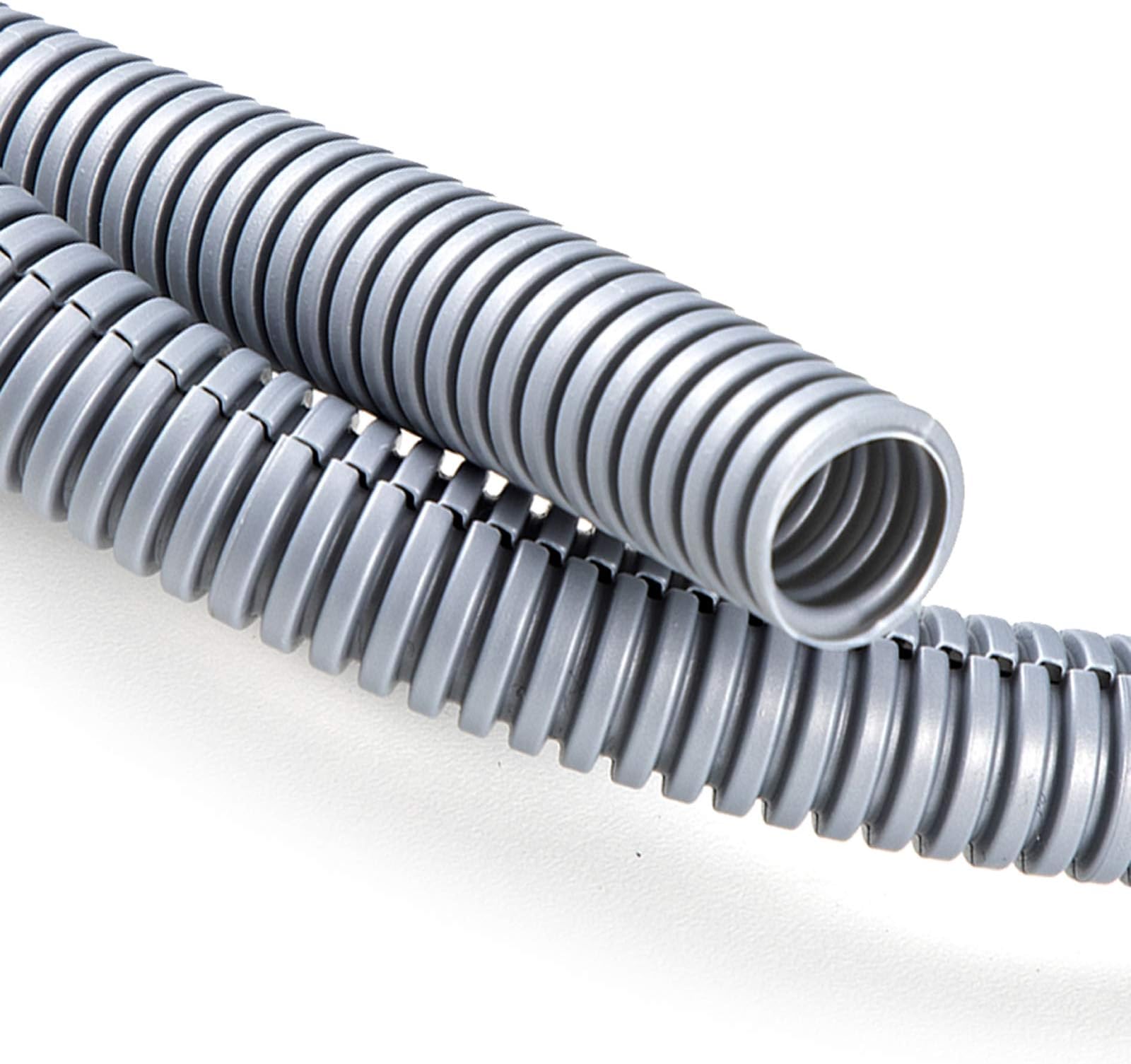 ZhiYo 20FT 1/2โ Wire Loom Split Tubing Auto Wire Conduit Flexible Cover | High Temperature Heat Resistant -40F to 257F | Plastic Cover for Electrical Wires & Cables, Grey