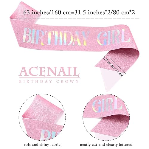 Miniatura 6 de Acenail Corona de cumpleaños para niña, banda de cumpleaños, tiara de cumpleaños para niñas, coronas de cumpleaños con diamantes de imitación para