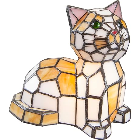 Charming Stained Glass Kitty Lamp: A Purr-fect Addition to Your Home