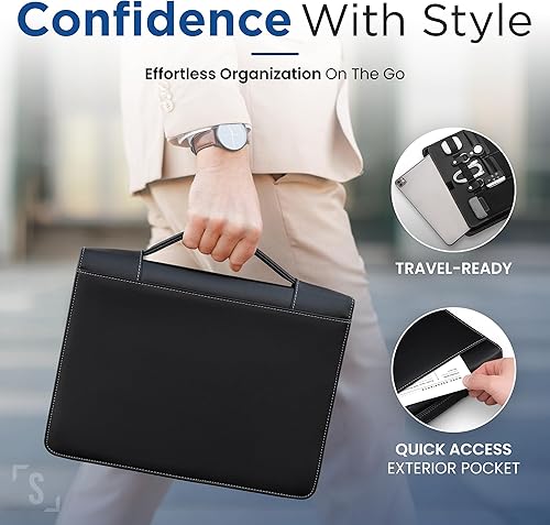 Vista 12 de STYLIO carpeta portafolios con cremallera, organizador de documentos, curriculum vitae y entrevistas, funda para tableta/iPad de 10.1 pulgadas