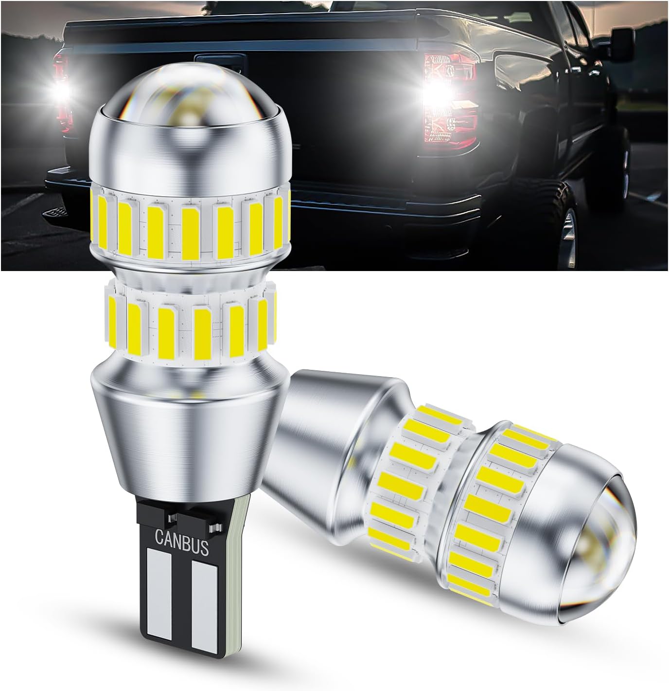 AUXITO 921 LED Bulb Reverse Lights, 6000K White Super Bright 912 906 904 916 T15 W16W LED Backup Lights License Plate Lights, Pack of 2