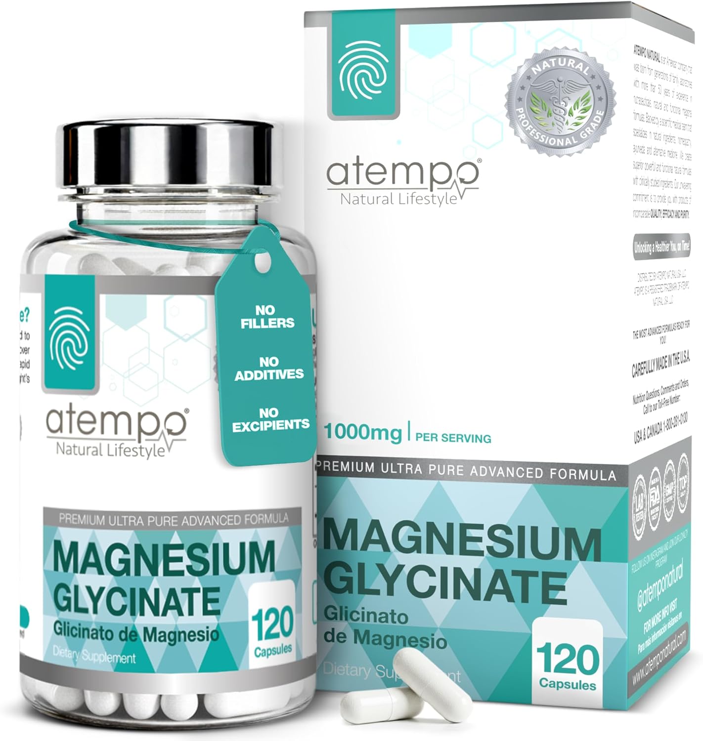 Magnesium Glycinate 1000mg Capsules – Chelated High Absorption Magnesium to Support Relaxation, Stress Relief & Muscle Comfort – Vegan, Non-GMO – 120 Capsules*