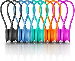 Kanemc Suporte de Cabo Magnético Atualizado, Abraçadeiras de Silicone para Cabos, Prendedores de Cabo Magnéticos para Pão, Clipes de Gerenciamento de Cabos (10 Unidades, Multicolorido)
