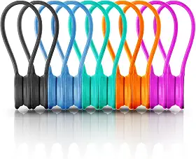 Kanemc Suporte de Cabo Magnético Atualizado, Abraçadeiras de Silicone para Cabos, Prendedores de Cabo Magnéticos para Pão, Clipes de Gerenciamento de Cabos (10 Unidades, Multicolorido)