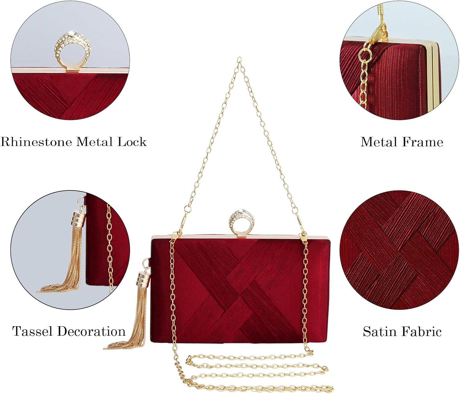 Clutch Purses for Women Tassel Evening Clutch bag Sparkly Diamond Crossbody Shoulder Bag For Wedding Night out Party - Image 3