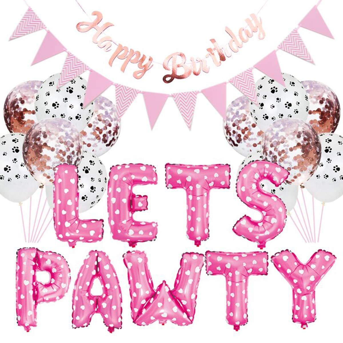 Queen.Y Pet Dog Party Decoration Kit - 23 Pcs, Balloons, Banners, Paw Print & Confetti, Lets PAWTY - View #5