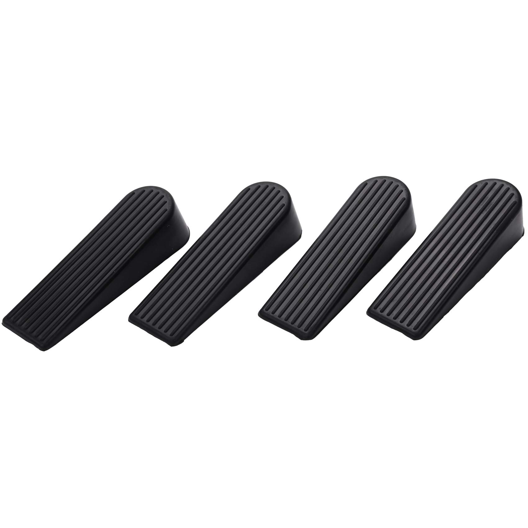 Koanhinn 4 Pack Door Stop, Rubber Non-Scratching Door Stoppers and Office (Black)