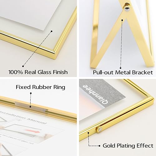 Miniatura 3 de Qiannhee Marco flotante de 8 x 10 pulgadas (horizontal), marco dorado para fotos de 8 x 10 pulgadas, 6 x 8 pulgadas, 5 x 7 pulgadas para exhibición