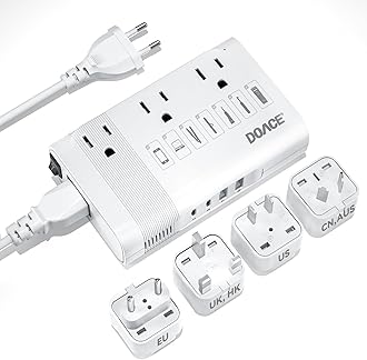 DOACE 350W Voltage Converter, AI 220V to 110V Converter and 50Hz to 60Hz Transformer, Power Convertor Adapter Combo US to AU, UK, European Travel Plug Adapter for Hair Straightener Laptop Cell Phone
