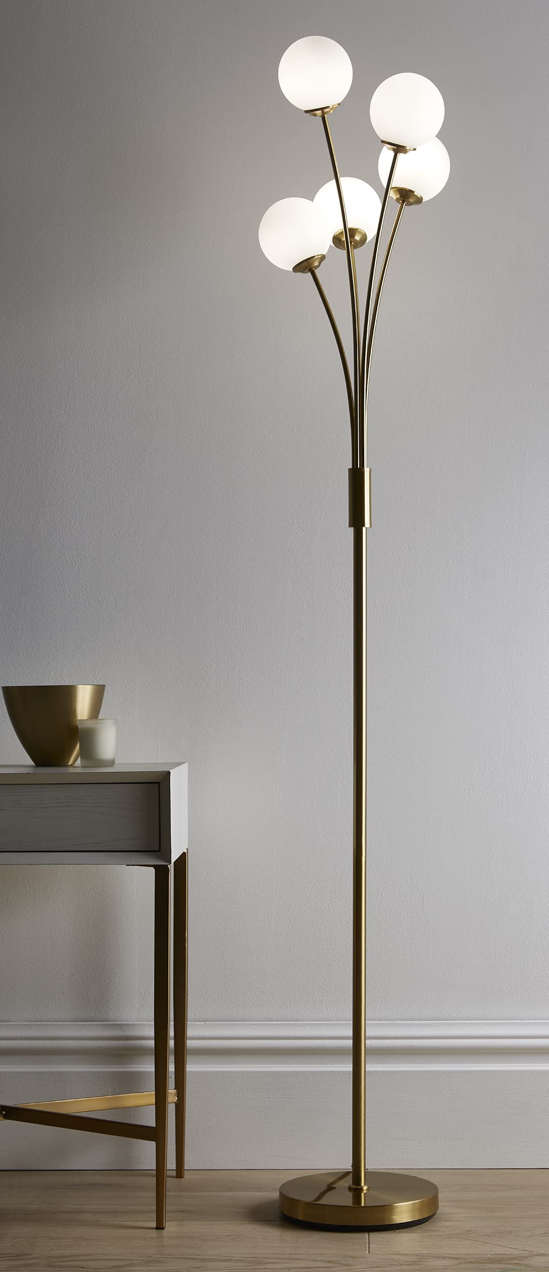 Mabel 5 Light Satin Brass Floor Lamp