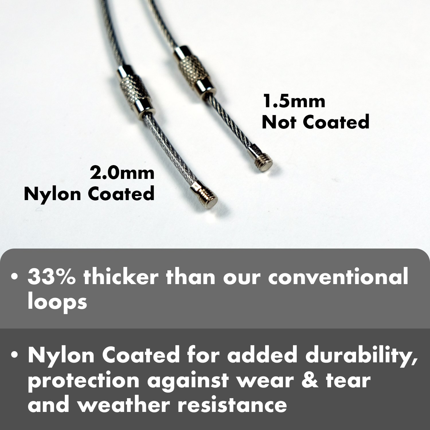 Stainless Steel Wire Keychains 2mm 6.3 Inches Aircraft Cable Key Ring Loops for Hanging Luggage Tags or ID Tags (100 Pack Nylon Coated)