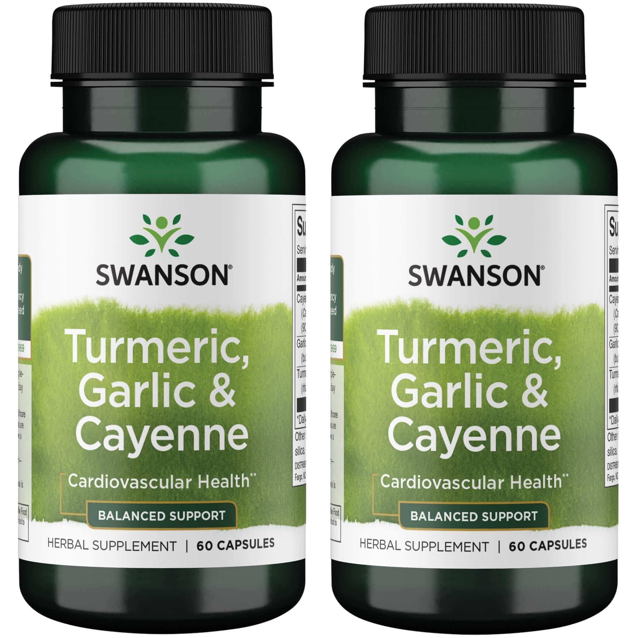 Swanson Full Spectrum Turmeric Garlic & Cayenne, 60 Capsules, 2 Pack 60 Count (Pack of 2)