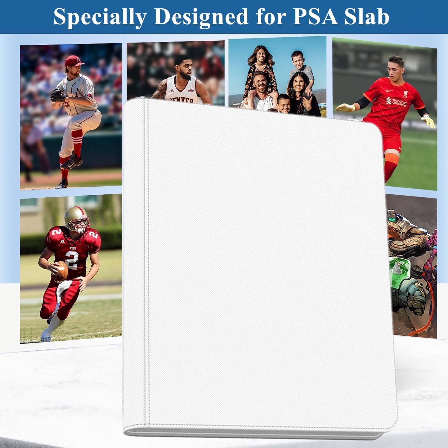 40 Pockets Graded Card Binder, Toploading PSA Slab Holder Album, PU Leather Graded Card Storage Binder, Premium 4 Pocket PSA Card Binder Album with Sleeves (White)