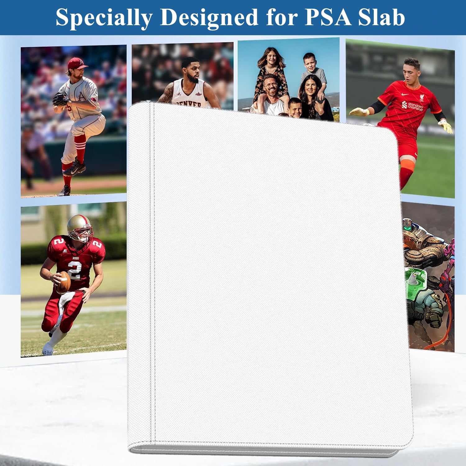 Carpeta de tarjetas clasificada de 60 bolsillos, álbum de soporte de losa de PSA de carga superior, carpeta de almacenamiento de tarjetas de piel sintética, carpeta de tarjetas PSA de 6 bolsillos con
