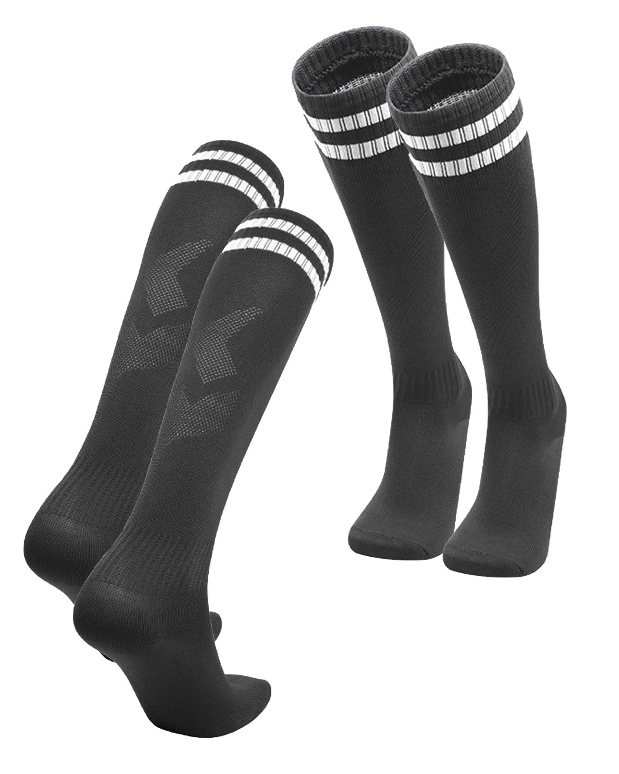 2 Pairs Striped Knee High Athletic Soccer Socks for Men Women