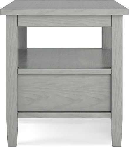 Miniatura 7 de SIMPLIHOME Warm Shaker - Mesa auxiliar rectangular de transición de madera maciza de 20 pulgadas de ancho, color gris niebla, para sala de estar y