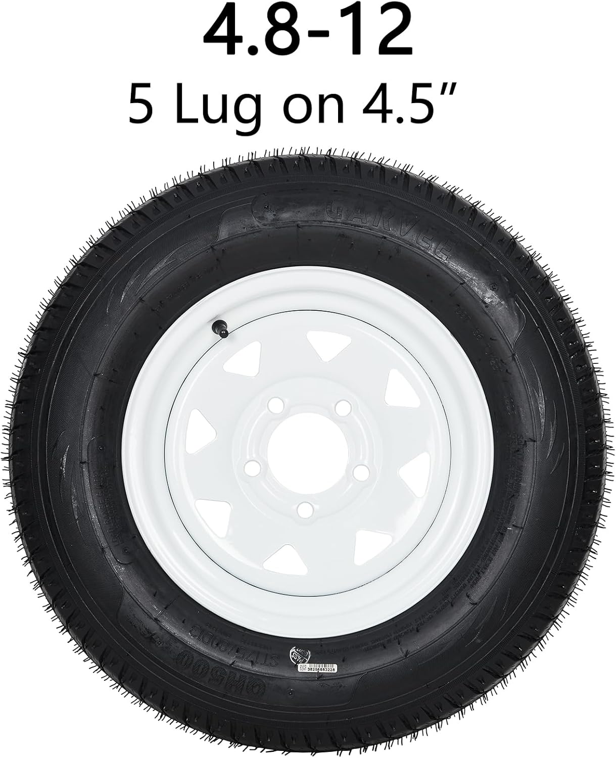 TROPOW 4.80-12 4.80x12 480-12 Trailer Tire & Wheel Assembly, Set of 2, 5-Lug White Wheel 12" Rim with Load Range C 6PR Tire, Heavy-Duty for Utility Boat Camper Trailers