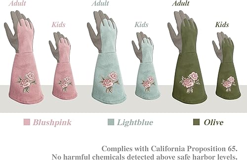 Miniatura 5 de Guantes de poda de rosas resistentes a las espinas, guantes de jardinería bordados con protección extra larga para antebrazo