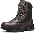 NORTIV 8 Bottes de travail des orteils en acier pour hommes - Chaussures de sécurité supportive respirante protection antidérapante en cuir industriel TROOPER-STL